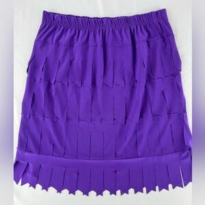 Purple Fringe Skirt with Elastic Waist